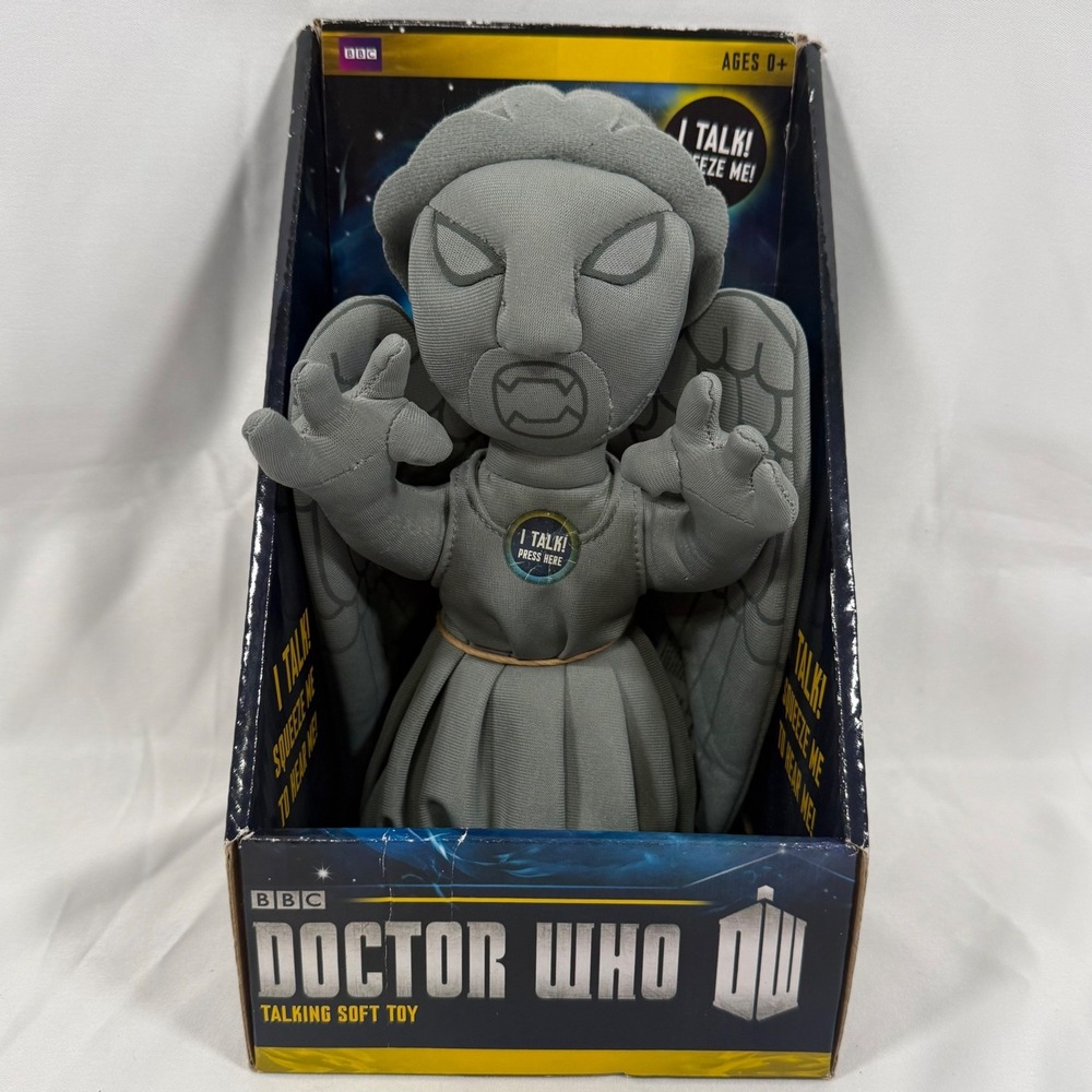 BBC Doctor Who Weeping Angel Talking Plush Toy 9 Inch Gray Stone Statue 2012